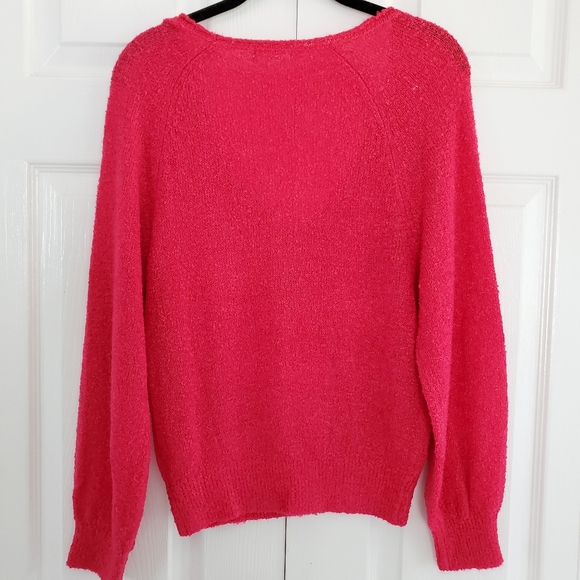 NEW Abound Watermelon Pink Plunging V-neck Sweater - Picture 2 of 5